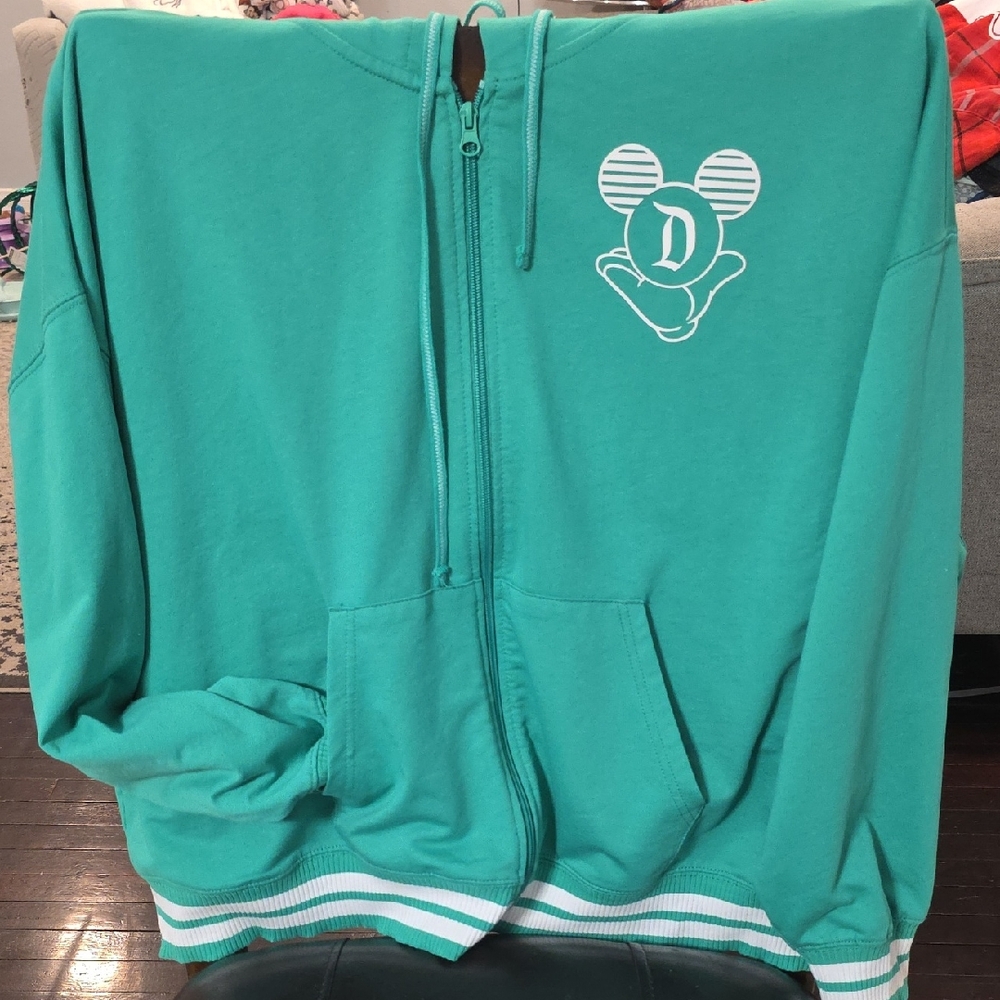 Disney Green Zip-Up Sport Hoodie
